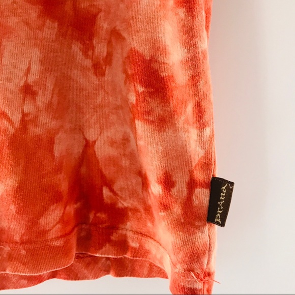 PrAna Retro Orange Bleach Dye Sun Mandala 1990s Cotton Babydoll T-Shirt - Picture 3 of 10